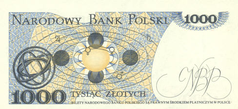 1000 Zloty: back (click for larger image, 127k)