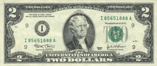 2 USD: front (click for larger image, 132k)