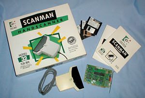 Logitech ScanMan: scanner with card and software (click for larger image, 84k)
