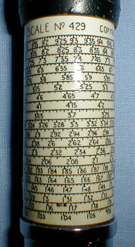 Otis King Model L: untere Skala No. 429 (logarithmisch) (gr&ouml;&szlig;eres Bild 61k)