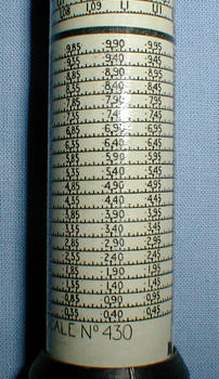 Otis King Model L: top scale No. 430 (lin part) (click for larger image, 66k)